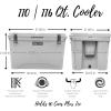 imageCAMPZERO 110L11623 Quart Cooler Ice Chest Perfect for Drinks Boating Hunting Fishing Camping with 4 Moldedin Cup Holders Comfort Grip Handles and Thick Walled for Extended Ice RetentionBeige