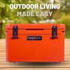 imageCAMPZERO 40L42 Quart Hard Cooler Ice Chest Perfect for Drinks Beach Picnics Boating Hunting Camping and Travel with 4 Moldedin Cup Holders and Comfort Grip HandlesCZ Orange
