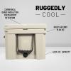 imageCAMPZERO 40L42 Quart Hard Cooler Ice Chest Perfect for Drinks Beach Picnics Boating Hunting Camping and Travel with 4 Moldedin Cup Holders and Comfort Grip HandlesBeige
