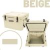 imageCAMPZERO 40L42 Quart Hard Cooler Ice Chest Perfect for Drinks Beach Picnics Boating Hunting Camping and Travel with 4 Moldedin Cup Holders and Comfort Grip HandlesBeige