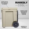 imageCAMPZERO 50L 52 Quart Hard Cooler with EasyRoll Oversized Wheels Extendable Aluminum Pull Handle Perfect Insulated Ice Chest for Beverages Beach Camping Family Picnics Fishing and BoatingBeige