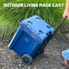 imageCAMPZERO 50L 52 Quart Hard Cooler with EasyRoll Oversized Wheels Extendable Aluminum Pull Handle Perfect Insulated Ice Chest for Beverages Beach Camping Family Picnics Fishing and BoatingNavy