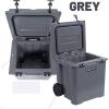 imageCAMPZERO 50L 52 Quart Hard Cooler with EasyRoll Oversized Wheels Extendable Aluminum Pull Handle Perfect Insulated Ice Chest for Beverages Beach Camping Family Picnics Fishing and BoatingGrey