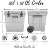imageCAMPZERO 50L 52 Quart Hard Cooler with EasyRoll Oversized Wheels Extendable Aluminum Pull Handle Perfect Insulated Ice Chest for Beverages Beach Camping Family Picnics Fishing and BoatingBeige