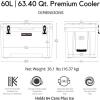 imageCAMPZERO 60L CoolerIce Chest with 4 Moldedin Cup Holders and NoLose Drain PlugWhite