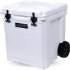 imageCAMPZERO 50L 52 Quart Hard Cooler with EasyRoll Oversized Wheels Extendable Aluminum Pull Handle Perfect Insulated Ice Chest for Beverages Beach Camping Family Picnics Fishing and BoatingWhite