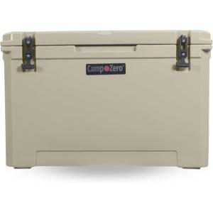 imageCAMPZERO 110L11623 Quart Cooler Ice Chest Perfect for Drinks Boating Hunting Fishing Camping with 4 Moldedin Cup Holders Comfort Grip Handles and Thick Walled for Extended Ice RetentionBeige