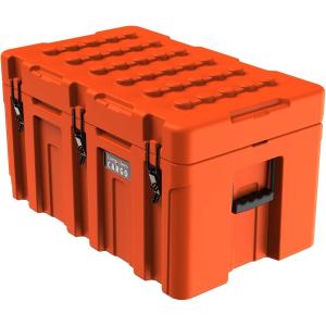 imageCAMPZERO 148L Premium Cargo ampamp Equipment Storage Case with Coated Stainless Steel Latching and Locking System GreyBurnt Orange