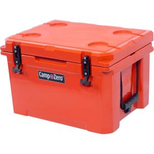 imageCAMPZERO 40L42 Quart Hard Cooler Ice Chest Perfect for Drinks Beach Picnics Boating Hunting Camping and Travel with 4 Moldedin Cup Holders and Comfort Grip HandlesCZ Orange