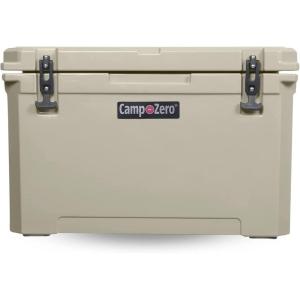 imageCAMPZERO 60L CoolerIce Chest with 4 Moldedin Cup Holders and NoLose Drain PlugBeige