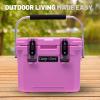 imageCAMPZERO 10L106 Quart Portable Hard Cooler Ice Chest Perfect for Drinks Lunch Beach Picnics Boating Camping and Travel with 2 Moldedin Cup Holders and Folding Aluminum HandlePink