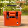 imageCAMPZERO 10L106 Quart Portable Hard Cooler Ice Chest Perfect for Drinks Lunch Beach Picnics Boating Camping and Travel with 2 Moldedin Cup Holders and Folding Aluminum HandleBurnt Orange