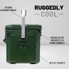 imageCAMPZERO 10L106 Quart Portable Hard Cooler Ice Chest Perfect for Drinks Lunch Beach Picnics Boating Camping and Travel with 2 Moldedin Cup Holders and Folding Aluminum HandleDark Green