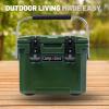 imageCAMPZERO 10L106 Quart Portable Hard Cooler Ice Chest Perfect for Drinks Lunch Beach Picnics Boating Camping and Travel with 2 Moldedin Cup Holders and Folding Aluminum HandleDark Green