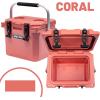 imageCAMPZERO 10L106 Quart Portable Hard Cooler Ice Chest Perfect for Drinks Lunch Beach Picnics Boating Camping and Travel with 2 Moldedin Cup Holders and Folding Aluminum HandleCoral