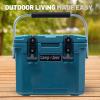 imageCAMPZERO 10L106 Quart Portable Hard Cooler Ice Chest Perfect for Drinks Lunch Beach Picnics Boating Camping and Travel with 2 Moldedin Cup Holders and Folding Aluminum HandleDark Turquoise
