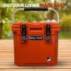 imageCAMPZERO 12L126 Quart Portable Hard Cooler Ice Chest Perfect for Drinks Lunch Beach Picnics Boating Camping and Travel with 2 Moldedin Cup Holders and Folding Aluminum HandleBurnt Orange