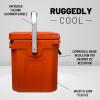imageCAMPZERO 12L126 Quart Portable Hard Cooler Ice Chest Perfect for Drinks Lunch Beach Picnics Boating Camping and Travel with 2 Moldedin Cup Holders and Folding Aluminum HandleBurnt Orange