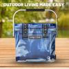 imageCAMPZERO 12L126 Quart Portable Hard Cooler Ice Chest Perfect for Drinks Lunch Beach Picnics Boating Camping and Travel with 2 Moldedin Cup Holders and Folding Aluminum HandleBlue  White
