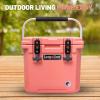 imageCAMPZERO 12L126 Quart Portable Hard Cooler Ice Chest Perfect for Drinks Lunch Beach Picnics Boating Camping and Travel with 2 Moldedin Cup Holders and Folding Aluminum HandleCoral