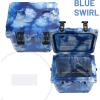 imageCAMPZERO 12L126 Quart Portable Hard Cooler Ice Chest Perfect for Drinks Lunch Beach Picnics Boating Camping and Travel with 2 Moldedin Cup Holders and Folding Aluminum HandleBlue  White
