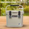 imageCAMPZERO 12L126 Quart Portable Hard Cooler Ice Chest Perfect for Drinks Lunch Beach Picnics Boating Camping and Travel with 2 Moldedin Cup Holders and Folding Aluminum HandleBeige
