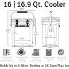 imageCAMPZERO 16L169 Quart Portable Hard Cooler with Divider Perfect for Drinks Wine Bottles Lunch Beach Picnics Boating Camping Travel with 2 Moldedin Cup Holders and Folding Aluminum HandleMint Green