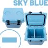 imageCAMPZERO 16L169 Quart Portable Hard Cooler with Divider Perfect for Drinks Wine Bottles Lunch Beach Picnics Boating Camping Travel with 2 Moldedin Cup Holders and Folding Aluminum HandleSky Blue