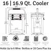 imageCAMPZERO 16L169 Quart Portable Hard Cooler with Divider Perfect for Drinks Wine Bottles Lunch Beach Picnics Boating Camping Travel with 2 Moldedin Cup Holders and Folding Aluminum HandlePink