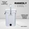 imageCAMPZERO 16L169 Quart Portable Hard Cooler with Divider Perfect for Drinks Wine Bottles Lunch Beach Picnics Boating Camping Travel with 2 Moldedin Cup Holders and Folding Aluminum HandleWhite