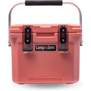 imageCAMPZERO 10L106 Quart Portable Hard Cooler Ice Chest Perfect for Drinks Lunch Beach Picnics Boating Camping and Travel with 2 Moldedin Cup Holders and Folding Aluminum HandleCoral
