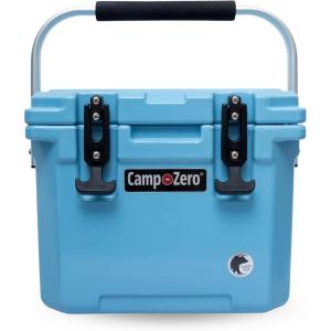 imageCAMPZERO 10L106 Quart Portable Hard Cooler Ice Chest Perfect for Drinks Lunch Beach Picnics Boating Camping and Travel with 2 Moldedin Cup Holders and Folding Aluminum HandleSky Blue