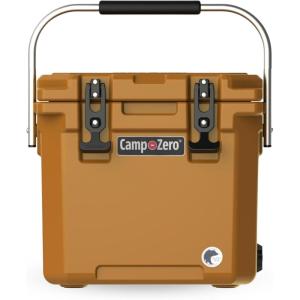 imageCAMPZERO 12L126 Quart Portable Hard Cooler Ice Chest Perfect for Drinks Lunch Beach Picnics Boating Camping and Travel with 2 Moldedin Cup Holders and Folding Aluminum HandleClay