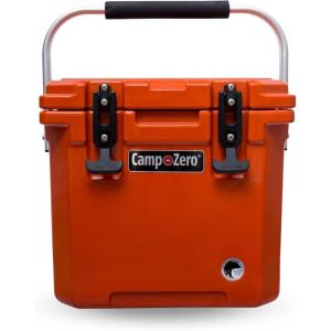 imageCAMPZERO 12L126 Quart Portable Hard Cooler Ice Chest Perfect for Drinks Lunch Beach Picnics Boating Camping and Travel with 2 Moldedin Cup Holders and Folding Aluminum HandleBurnt Orange