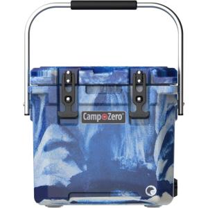imageCAMPZERO 12L126 Quart Portable Hard Cooler Ice Chest Perfect for Drinks Lunch Beach Picnics Boating Camping and Travel with 2 Moldedin Cup Holders and Folding Aluminum HandleBlue  White