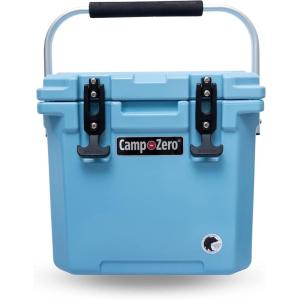 imageCAMPZERO 12L126 Quart Portable Hard Cooler Ice Chest Perfect for Drinks Lunch Beach Picnics Boating Camping and Travel with 2 Moldedin Cup Holders and Folding Aluminum HandleSky Blue