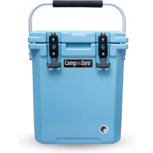 imageCAMPZERO 16L169 Quart Portable Hard Cooler with Divider Perfect for Drinks Wine Bottles Lunch Beach Picnics Boating Camping Travel with 2 Moldedin Cup Holders and Folding Aluminum HandleSky Blue