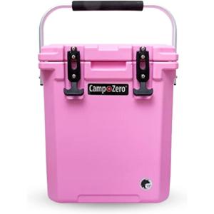 imageCAMPZERO 16L169 Quart Portable Hard Cooler with Divider Perfect for Drinks Wine Bottles Lunch Beach Picnics Boating Camping Travel with 2 Moldedin Cup Holders and Folding Aluminum HandlePink