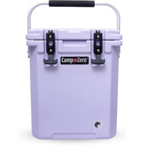 imageCAMPZERO 16L169 Quart Portable Hard Cooler with Divider Perfect for Drinks Wine Bottles Lunch Beach Picnics Boating Camping Travel with 2 Moldedin Cup Holders and Folding Aluminum HandleLavender