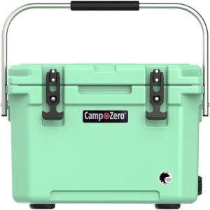 imageCAMPZERO 21 Quart Rotomolded Hard Cooler  Insulated Ice Chest with 4 Cup Holders  BearProof Travel Ice Box for Beverage Drink BBQ Fishing Camping OutdoorMint Green