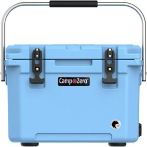 imageCAMPZERO 21 Quart Rotomolded Hard Cooler  Insulated Ice Chest with 4 Cup Holders  BearProof Travel Ice Box for Beverage Drink BBQ Fishing Camping OutdoorSky Blue