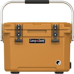 imageCAMPZERO 21 Quart Rotomolded Hard Cooler  Insulated Ice Chest with 4 Cup Holders  BearProof Travel Ice Box for Beverage Drink BBQ Fishing Camping OutdoorClay