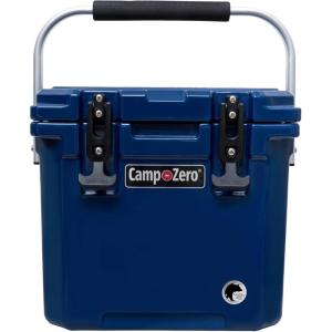 imageCAMPZERO 12L126 Quart Portable Hard Cooler Ice Chest Perfect for Drinks Lunch Beach Picnics Boating Camping and Travel with 2 Moldedin Cup Holders and Folding Aluminum HandleNavy Blue